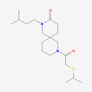 molecular formula C19H34N2O2S B5616635 8-[(isopropylthio)acetyl]-2-(3-methylbutyl)-2,8-diazaspiro[5.5]undecan-3-one 