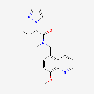 molecular formula C19H22N4O2 B5616677 N-[(8-methoxy-5-quinolinyl)methyl]-N-methyl-2-(1H-pyrazol-1-yl)butanamide 