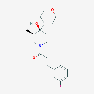 molecular formula C20H28FNO3 B5616684 (3R*,4R*)-1-[3-(3-fluorophenyl)propanoyl]-3-methyl-4-(tetrahydro-2H-pyran-4-yl)-4-piperidinol 