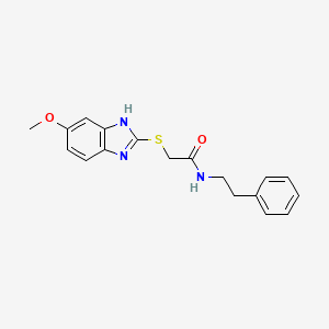 molecular formula C18H19N3O2S B5616713 2-[(5-methoxy-1H-benzimidazol-2-yl)thio]-N-(2-phenylethyl)acetamide 