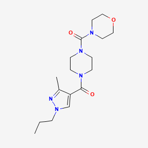 molecular formula C17H27N5O3 B5616732 4-({4-[(3-methyl-1-propyl-1H-pyrazol-4-yl)carbonyl]-1-piperazinyl}carbonyl)morpholine 