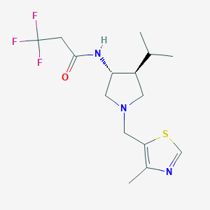 molecular formula C15H22F3N3OS B5616755 3,3,3-trifluoro-N-{rel-(3R,4S)-4-isopropyl-1-[(4-methyl-1,3-thiazol-5-yl)methyl]-3-pyrrolidinyl}propanamide hydrochloride 