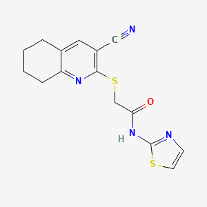 molecular formula C15H14N4OS2 B5616789 2-[(3-cyano-5,6,7,8-tetrahydro-2-quinolinyl)thio]-N-1,3-thiazol-2-ylacetamide 