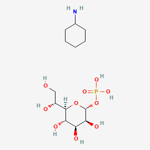 molecular formula C13H28NO10P B561684 Cyclohexanamine;[(2R,3S,4S,5S,6R)-6-[(1R)-1,2-dihydroxyethyl]-3,4,5-trihydroxyoxan-2-yl] dihydrogen phosphate CAS No. 359435-45-3