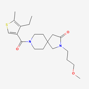 molecular formula C20H30N2O3S B5616861 8-[(4-ethyl-5-methyl-3-thienyl)carbonyl]-2-(3-methoxypropyl)-2,8-diazaspiro[4.5]decan-3-one 