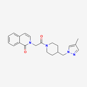 molecular formula C21H24N4O2 B5616908 2-(2-{4-[(4-methyl-1H-pyrazol-1-yl)methyl]piperidin-1-yl}-2-oxoethyl)isoquinolin-1(2H)-one 