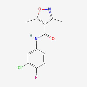molecular formula C12H10ClFN2O2 B5616931 N-(3-chloro-4-fluorophenyl)-3,5-dimethyl-4-isoxazolecarboxamide 