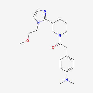molecular formula C21H30N4O2 B5616961 4-(2-{3-[1-(2-methoxyethyl)-1H-imidazol-2-yl]piperidin-1-yl}-2-oxoethyl)-N,N-dimethylaniline 