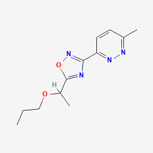 molecular formula C12H16N4O2 B5616973 3-methyl-6-[5-(1-propoxyethyl)-1,2,4-oxadiazol-3-yl]pyridazine 