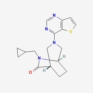 molecular formula C17H20N4OS B5616976 (1S*,5R*)-6-(cyclopropylmethyl)-3-thieno[3,2-d]pyrimidin-4-yl-3,6-diazabicyclo[3.2.2]nonan-7-one 