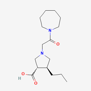 molecular formula C16H28N2O3 B5616977 (3S*,4S*)-1-[2-(1-azepanyl)-2-oxoethyl]-4-propyl-3-pyrrolidinecarboxylic acid 