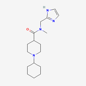 molecular formula C17H28N4O B5617041 1-cyclohexyl-N-(1H-imidazol-2-ylmethyl)-N-methyl-4-piperidinecarboxamide 