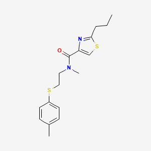 molecular formula C17H22N2OS2 B5617066 N-methyl-N-{2-[(4-methylphenyl)thio]ethyl}-2-propyl-1,3-thiazole-4-carboxamide 