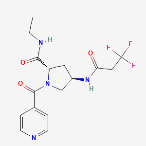 molecular formula C16H19F3N4O3 B5617068 (4R)-N-ethyl-1-isonicotinoyl-4-[(3,3,3-trifluoropropanoyl)amino]-L-prolinamide 