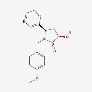 molecular formula C17H18N2O3 B561708 cis-1-(4-Methoxybenzyl)-3-hydroxy-5-(3-pyridyl)-2-pyrrolidinone CAS No. 359436-86-5