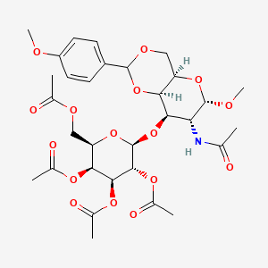 molecular formula C31H41NO16 B561709 [(2R,3S,4S,5R,6R)-6-[[(4aR,6S,7R,8R,8aR)-7-acetamido-6-methoxy-2-(4-methoxyphenyl)-4,4a,6,7,8,8a-hexahydropyrano[3,2-d][1,3]dioxin-8-yl]oxy]-3,4,5-triacetyloxyoxan-2-yl]methyl acetate CAS No. 316139-74-9
