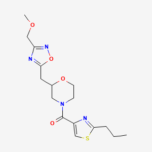 molecular formula C16H22N4O4S B5617092 2-{[3-(methoxymethyl)-1,2,4-oxadiazol-5-yl]methyl}-4-[(2-propyl-1,3-thiazol-4-yl)carbonyl]morpholine 