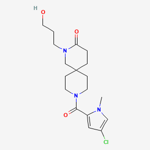 molecular formula C18H26ClN3O3 B5617095 9-[(4-chloro-1-methyl-1H-pyrrol-2-yl)carbonyl]-2-(3-hydroxypropyl)-2,9-diazaspiro[5.5]undecan-3-one 