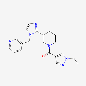 molecular formula C20H24N6O B5617113 3-[(2-{1-[(1-ethyl-1H-pyrazol-4-yl)carbonyl]-3-piperidinyl}-1H-imidazol-1-yl)methyl]pyridine 