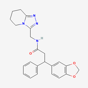molecular formula C23H24N4O3 B5617161 3-(1,3-benzodioxol-5-yl)-3-phenyl-N-(5,6,7,8-tetrahydro[1,2,4]triazolo[4,3-a]pyridin-3-ylmethyl)propanamide 