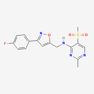 molecular formula C16H15FN4O3S B5617164 N-{[3-(4-fluorophenyl)isoxazol-5-yl]methyl}-2-methyl-5-(methylsulfonyl)pyrimidin-4-amine 