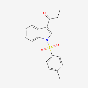 molecular formula C18H17NO3S B5617212 1-{1-[(4-methylphenyl)sulfonyl]-1H-indol-3-yl}-1-propanone 