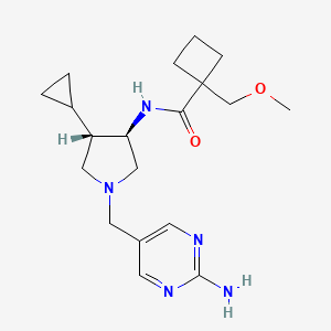 molecular formula C19H29N5O2 B5617241 N-{rel-(3R,4S)-1-[(2-amino-5-pyrimidinyl)methyl]-4-cyclopropyl-3-pyrrolidinyl}-1-(methoxymethyl)cyclobutanecarboxamide hydrochloride 