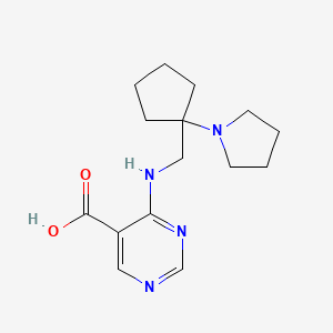 molecular formula C15H22N4O2 B5617244 4-{[(1-pyrrolidin-1-ylcyclopentyl)methyl]amino}pyrimidine-5-carboxylic acid 
