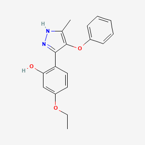 molecular formula C18H18N2O3 B5617266 5-ethoxy-2-(5-methyl-4-phenoxy-1H-pyrazol-3-yl)phenol 