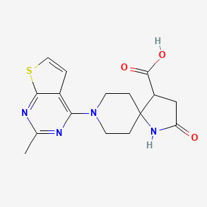molecular formula C16H18N4O3S B5617280 8-(2-methylthieno[2,3-d]pyrimidin-4-yl)-2-oxo-1,8-diazaspiro[4.5]decane-4-carboxylic acid 