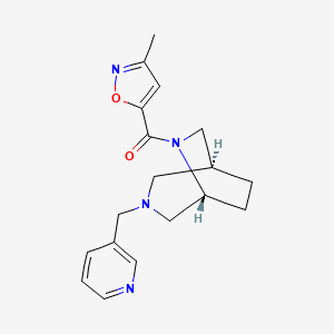 molecular formula C18H22N4O2 B5617285 (1S*,5R*)-6-[(3-methylisoxazol-5-yl)carbonyl]-3-(pyridin-3-ylmethyl)-3,6-diazabicyclo[3.2.2]nonane 