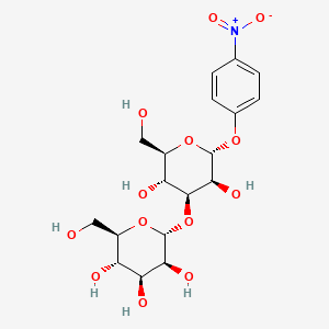 molecular formula C18H25NO13 B561732 4-Nitrophenyl 3-O-(a-D-mannopyranosyl)-a-D-mannopyranoside CAS No. 93979-06-7