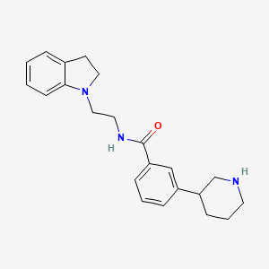 molecular formula C22H27N3O B5617334 N-[2-(2,3-dihydro-1H-indol-1-yl)ethyl]-3-piperidin-3-ylbenzamide 