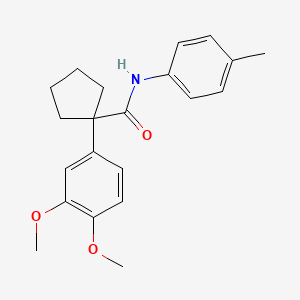molecular formula C21H25NO3 B5617343 1-(3,4-dimethoxyphenyl)-N-(4-methylphenyl)cyclopentanecarboxamide 