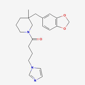 molecular formula C21H27N3O3 B5617384 3-(1,3-benzodioxol-5-ylmethyl)-1-[4-(1H-imidazol-1-yl)butanoyl]-3-methylpiperidine 