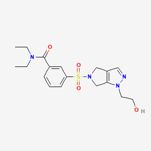 molecular formula C18H24N4O4S B5617434 N,N-diethyl-3-{[1-(2-hydroxyethyl)-4,6-dihydropyrrolo[3,4-c]pyrazol-5(1H)-yl]sulfonyl}benzamide 
