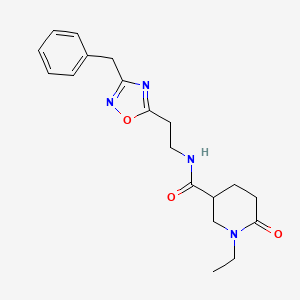 molecular formula C19H24N4O3 B5617466 N-[2-(3-benzyl-1,2,4-oxadiazol-5-yl)ethyl]-1-ethyl-6-oxo-3-piperidinecarboxamide 