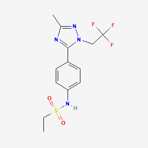molecular formula C13H15F3N4O2S B5617473 N-{4-[3-methyl-1-(2,2,2-trifluoroethyl)-1H-1,2,4-triazol-5-yl]phenyl}ethanesulfonamide 