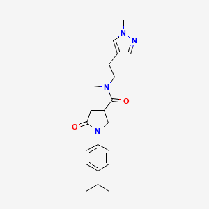 molecular formula C21H28N4O2 B5617475 1-(4-isopropylphenyl)-N-methyl-N-[2-(1-methyl-1H-pyrazol-4-yl)ethyl]-5-oxo-3-pyrrolidinecarboxamide 