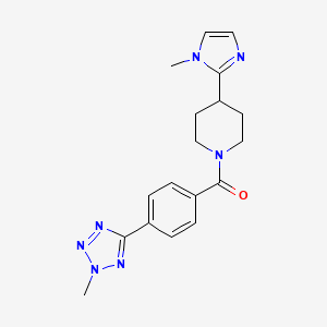 molecular formula C18H21N7O B5617489 4-(1-methyl-1H-imidazol-2-yl)-1-[4-(2-methyl-2H-tetrazol-5-yl)benzoyl]piperidine 