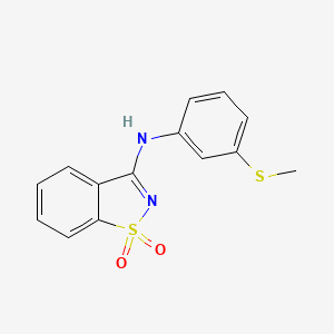 molecular formula C14H12N2O2S2 B5617511 N-[3-(methylthio)phenyl]-1,2-benzisothiazol-3-amine 1,1-dioxide 