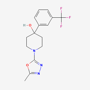 molecular formula C15H16F3N3O2 B5617522 1-(5-methyl-1,3,4-oxadiazol-2-yl)-4-[3-(trifluoromethyl)phenyl]piperidin-4-ol 
