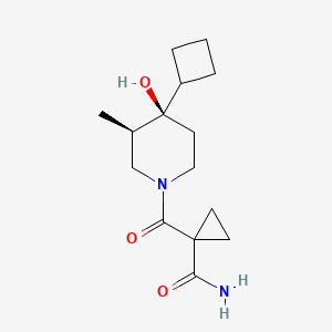 molecular formula C15H24N2O3 B5617569 1-{[(3R*,4R*)-4-cyclobutyl-4-hydroxy-3-methyl-1-piperidinyl]carbonyl}cyclopropanecarboxamide 