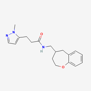 molecular formula C18H23N3O2 B5617609 3-(1-methyl-1H-pyrazol-5-yl)-N-(2,3,4,5-tetrahydro-1-benzoxepin-4-ylmethyl)propanamide 