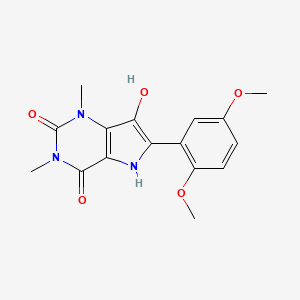 molecular formula C16H17N3O5 B5617642 6-(2,5-dimethoxyphenyl)-7-hydroxy-1,3-dimethyl-1H-pyrrolo[3,2-d]pyrimidine-2,4(3H,5H)-dione 