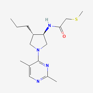 molecular formula C16H26N4OS B5617652 N-[rel-(3R,4S)-1-(2,5-dimethyl-4-pyrimidinyl)-4-propyl-3-pyrrolidinyl]-2-(methylthio)acetamide hydrochloride 