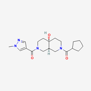 molecular formula C19H28N4O3 B5617685 (4aS*,8aS*)-2-(cyclopentylcarbonyl)-7-[(1-methyl-1H-pyrazol-4-yl)carbonyl]octahydro-2,7-naphthyridin-4a(2H)-ol 