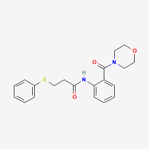 molecular formula C20H22N2O3S B5617705 N-[2-(4-morpholinylcarbonyl)phenyl]-3-(phenylthio)propanamide 