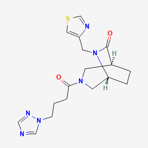 molecular formula C17H22N6O2S B5617716 (1S*,5R*)-6-(1,3-thiazol-4-ylmethyl)-3-[4-(1H-1,2,4-triazol-1-yl)butanoyl]-3,6-diazabicyclo[3.2.2]nonan-7-one 