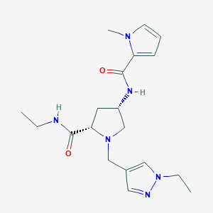 molecular formula C19H28N6O2 B5617734 (4S)-N-ethyl-1-[(1-ethyl-1H-pyrazol-4-yl)methyl]-4-{[(1-methyl-1H-pyrrol-2-yl)carbonyl]amino}-L-prolinamide 